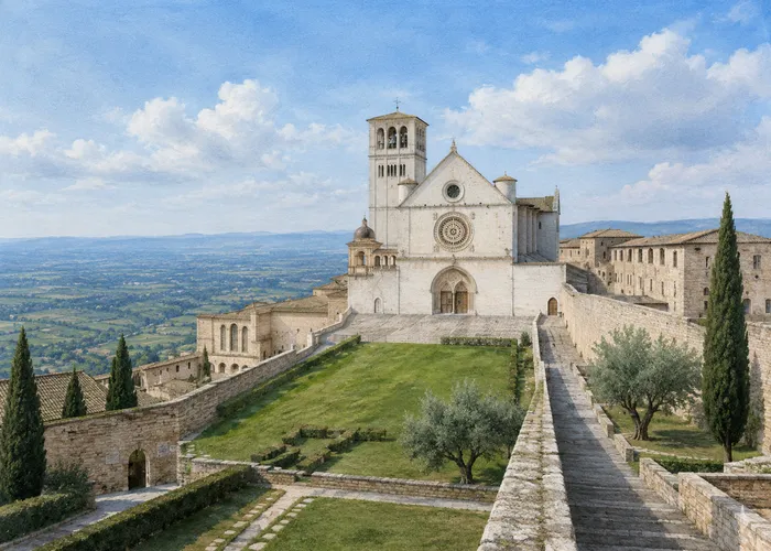 Basilica of Saint Francis in Assisi with the Sacro Convento