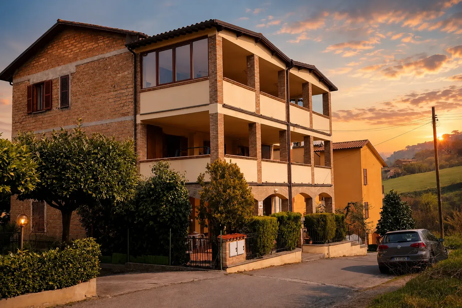 Exterior of B&B Il Terrazzo in Orvieto at dawn