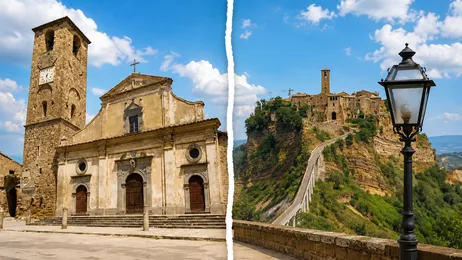 Fachada de la iglesia de San Donato en Civita di Bagnoregio